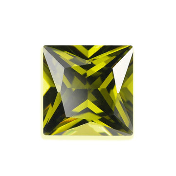 Princess Cut Dark Peridot CZ Loose Gemstones (Pack of 5)
